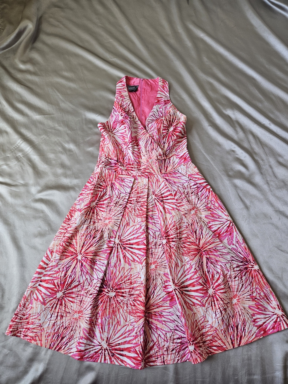 Muse Pink Floral Fit-and-Flare Midi Dress Size 6